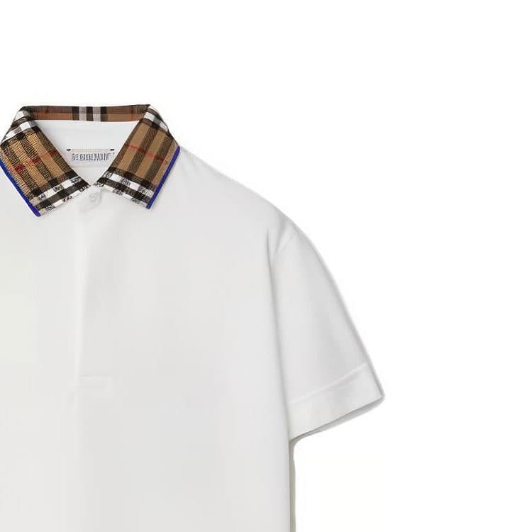 Футболка Burberry Check Collar Cotton Polo Shirt PoloT - изображение 8