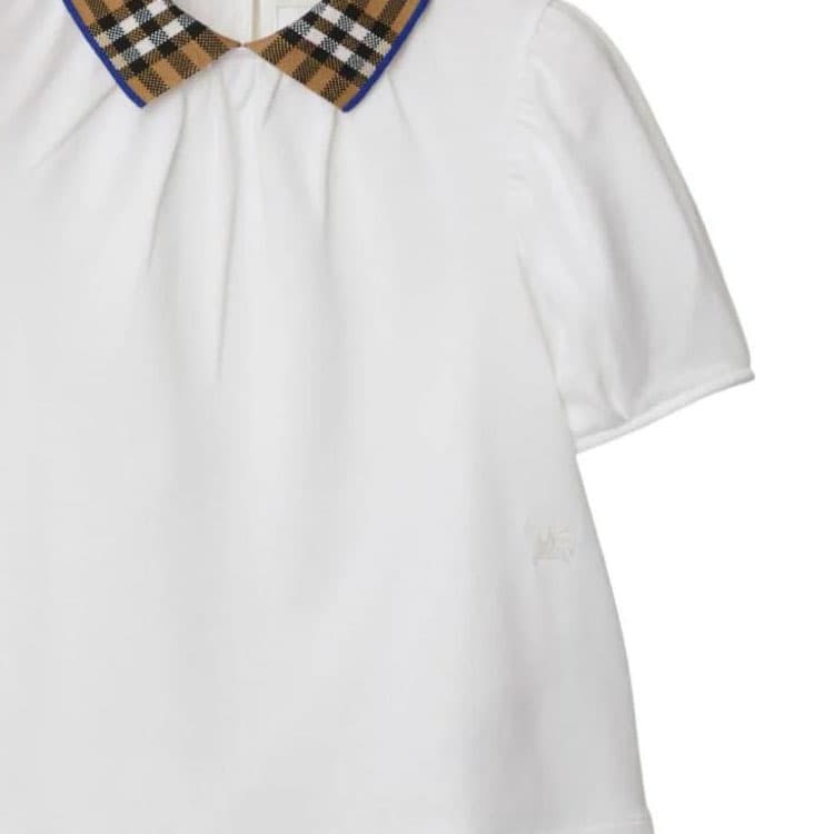 Футболка Burberry FW23 Colorblock Check Polo Shirt White - изображение 6