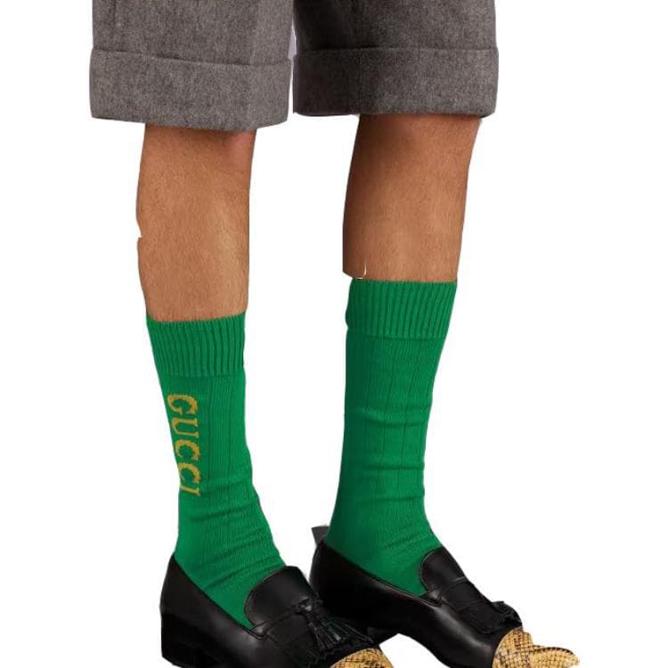 Носки GUCCI SS23 Logo Jacquard High Socks Green - изображение 3