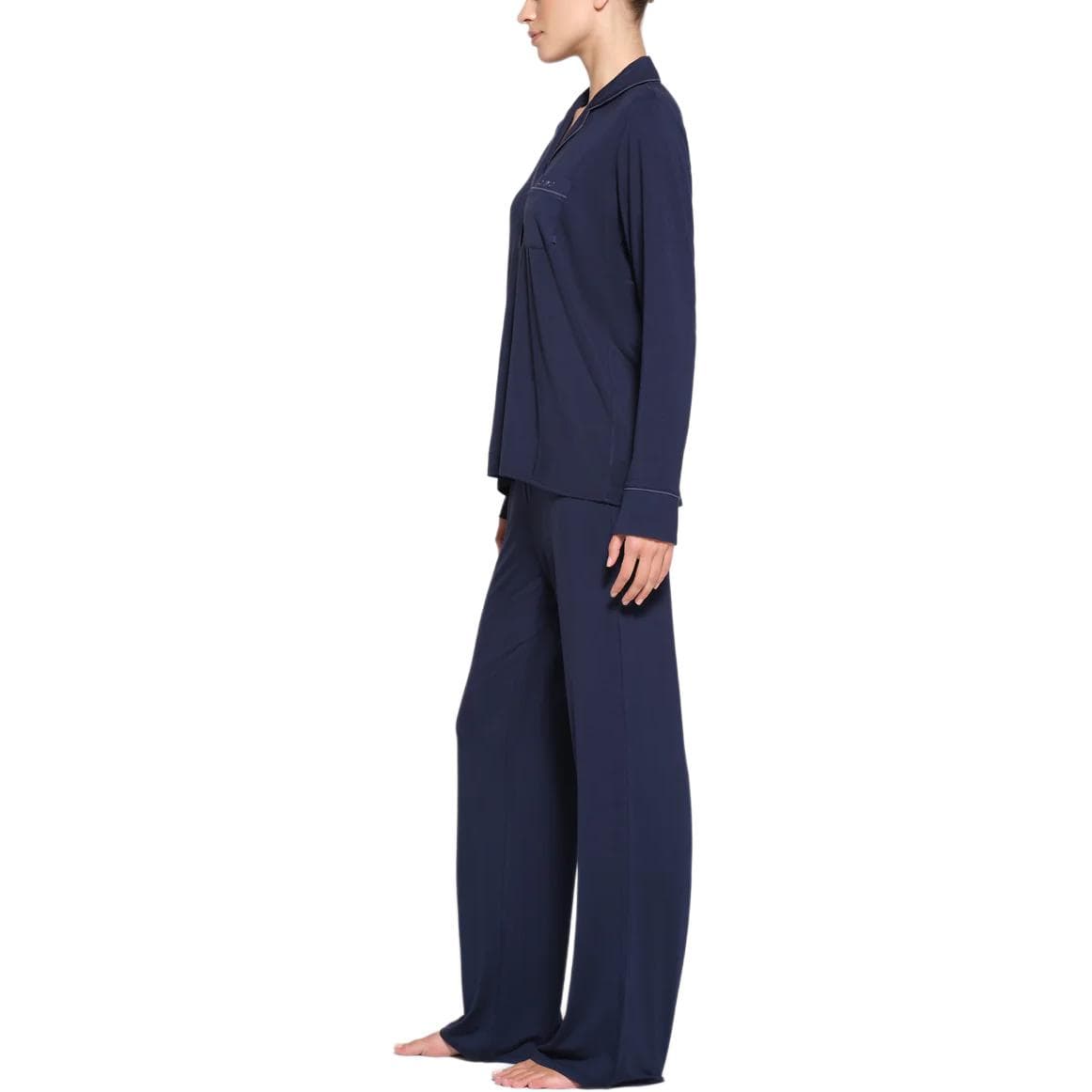 Пижама SKIMS SLEEP LONG SLEEVE BUTTON UP SET NAVY - изображение 4