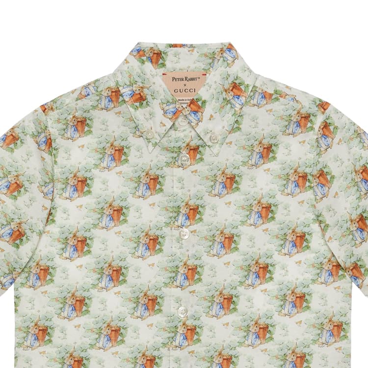 GUCCI x Peter Rabbit Повседневная рубашка SS24 зеленая детская - изображение 3