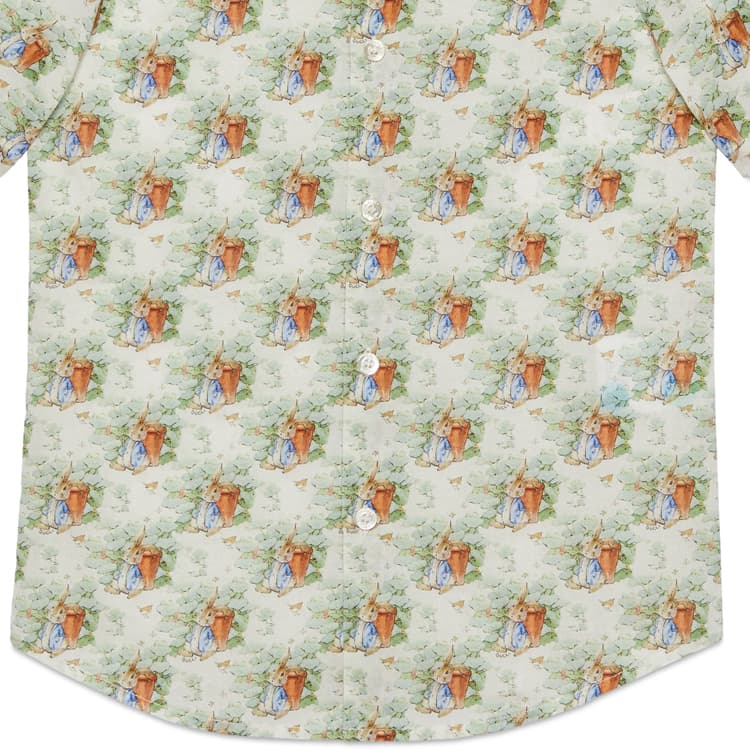 GUCCI x Peter Rabbit Повседневная рубашка SS24 зеленая детская - изображение 4