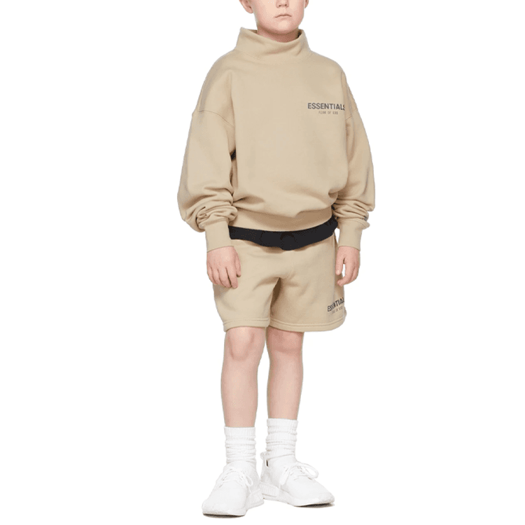 Fear of God Essentials FW21 Kids BeigeLinen Sweat Shorts Logo - изображение 3