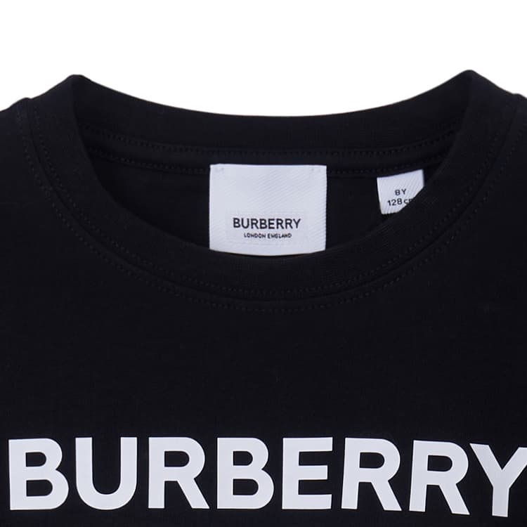Футболка Burberry Logo Print Cotton T-Shirt Kids Black - изображение 7