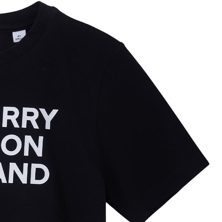 Футболка Burberry Logo Print Cotton T-Shirt Kids Black - изображение 6