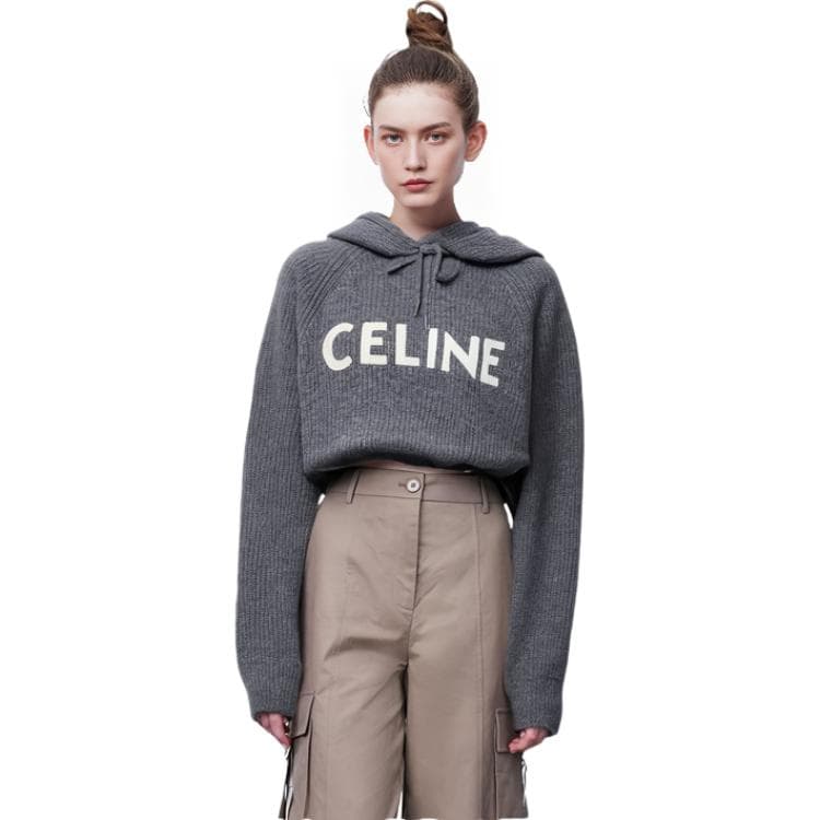 Худи CELINE Logo Wool Hoodie Gray - изображение 3