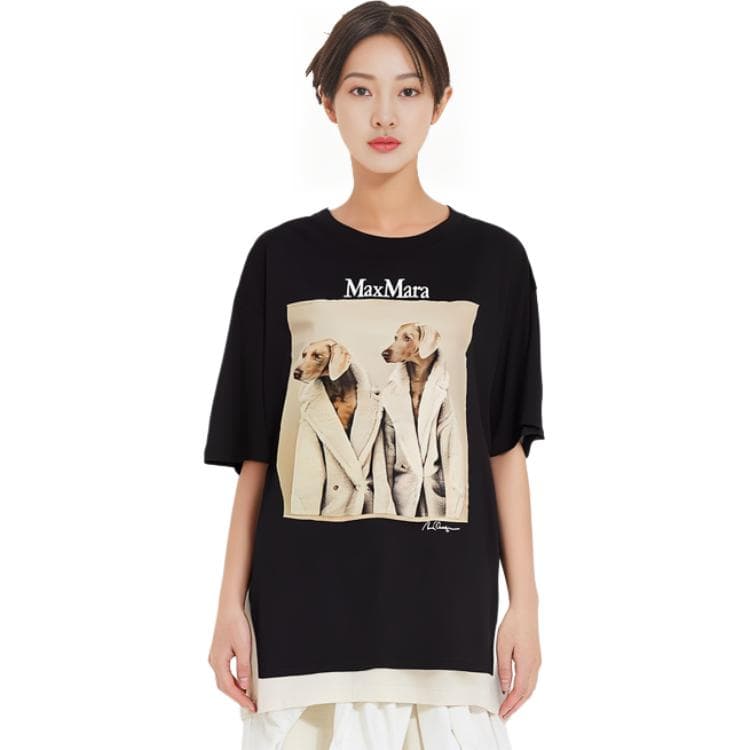 Футболка MaxMara Loose Fit Dog Print T-Shirt Black - изображение 7