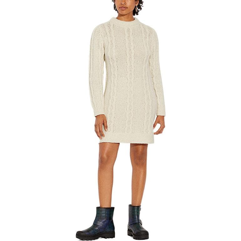 Платье COACH FW22 Solid Cable Knit Dress Beige - изображение 5