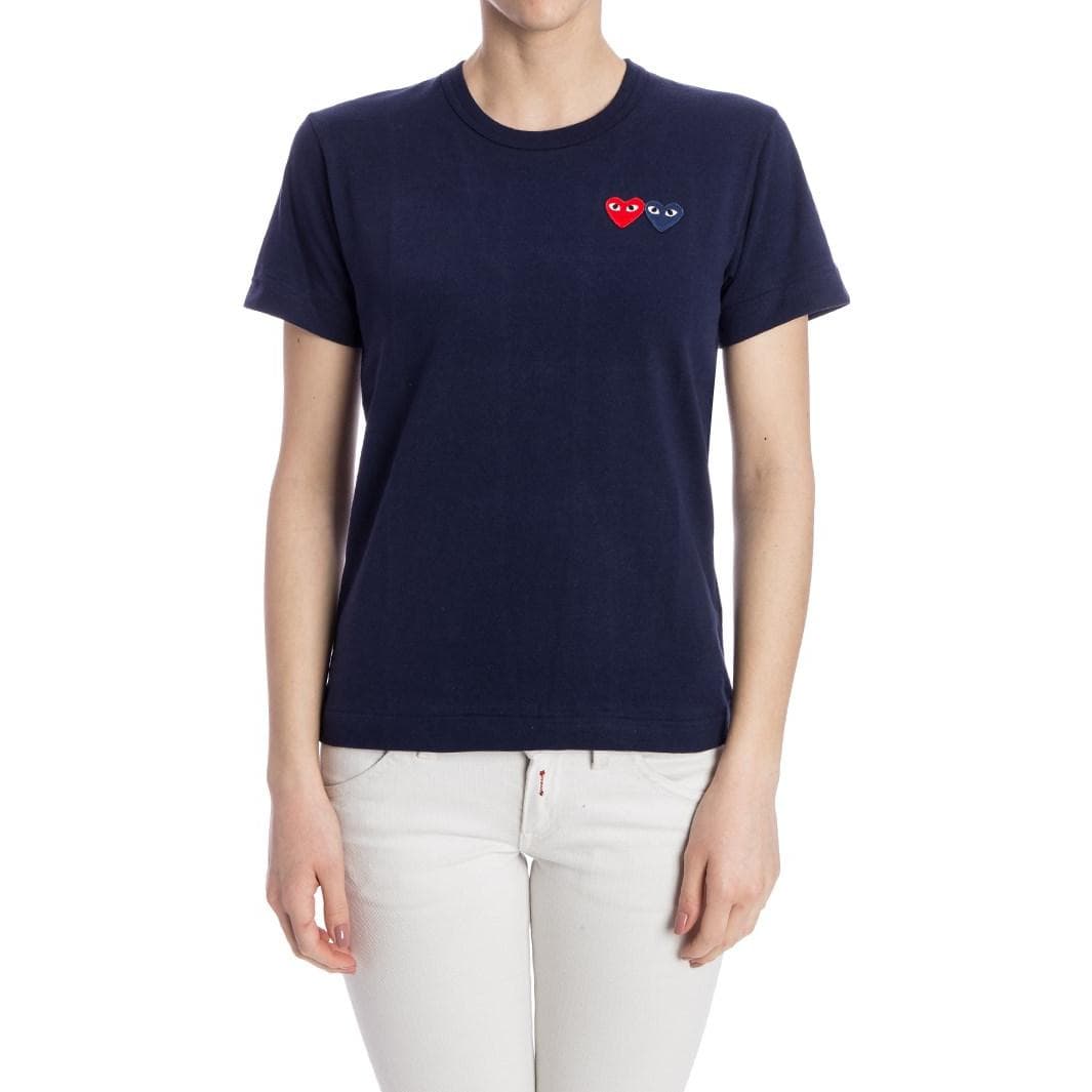 Футболка CDG Play Double Heart T-Shirt Navy - изображение 4