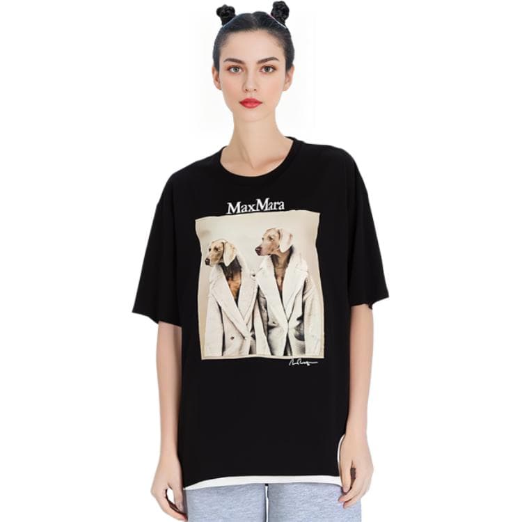 Футболка MaxMara Loose Fit Dog Print T-Shirt Black - изображение 8