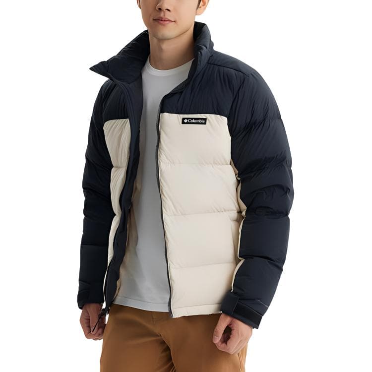 Зимняя куртка Columbia Casual Outdoor Мужской пуховик Бежевый Черный - изображение 3