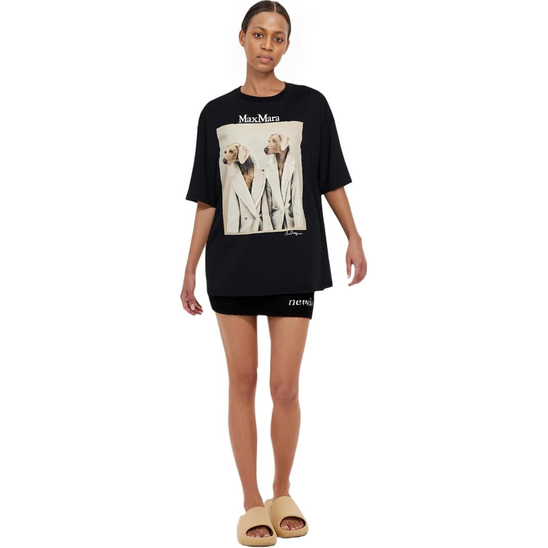 Футболка MaxMara Loose Fit Dog Print T-Shirt Black - изображение 4