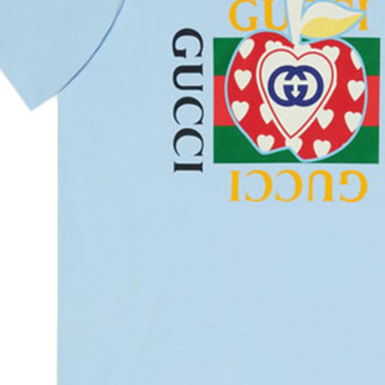 Футболка Gucci SS21 Blue Apple Print T-Shirt - изображение 3