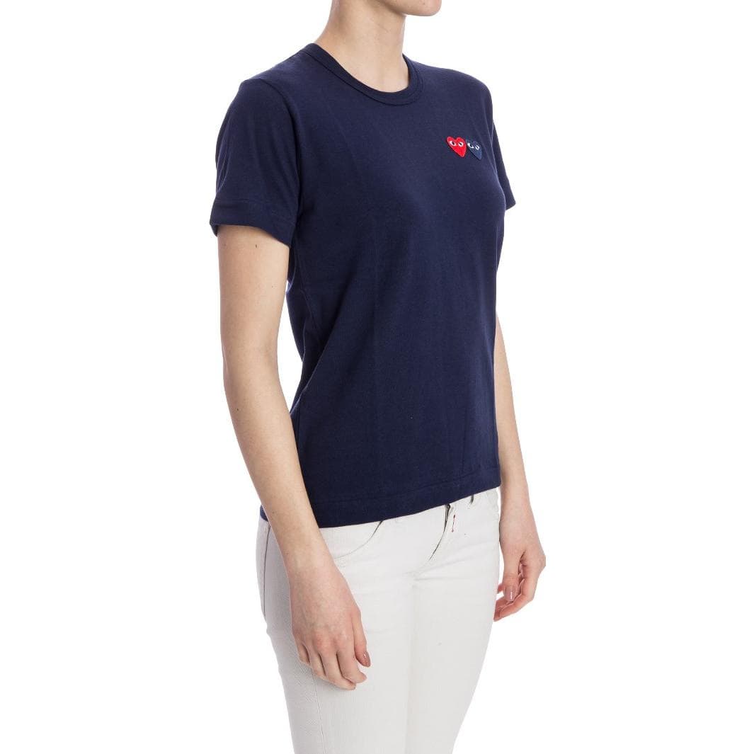 Футболка CDG Play Double Heart T-Shirt Navy - изображение 3