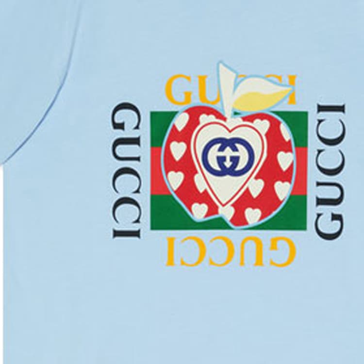 Футболка Gucci SS21 Blue Apple Print T-Shirt - изображение 2