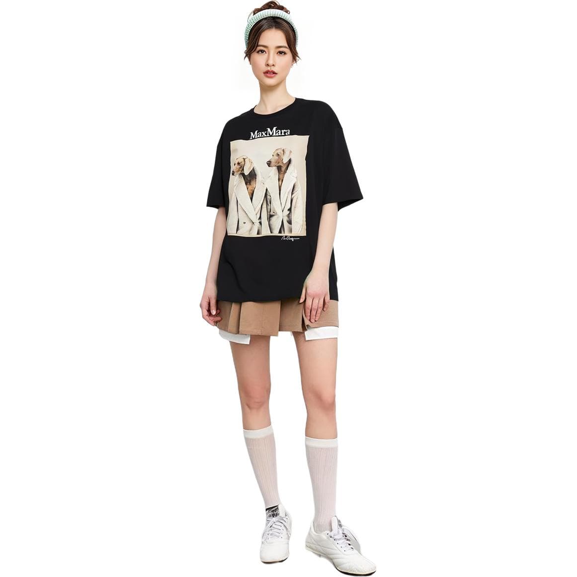 Футболка MaxMara Loose Fit Dog Print T-Shirt Black - изображение 3