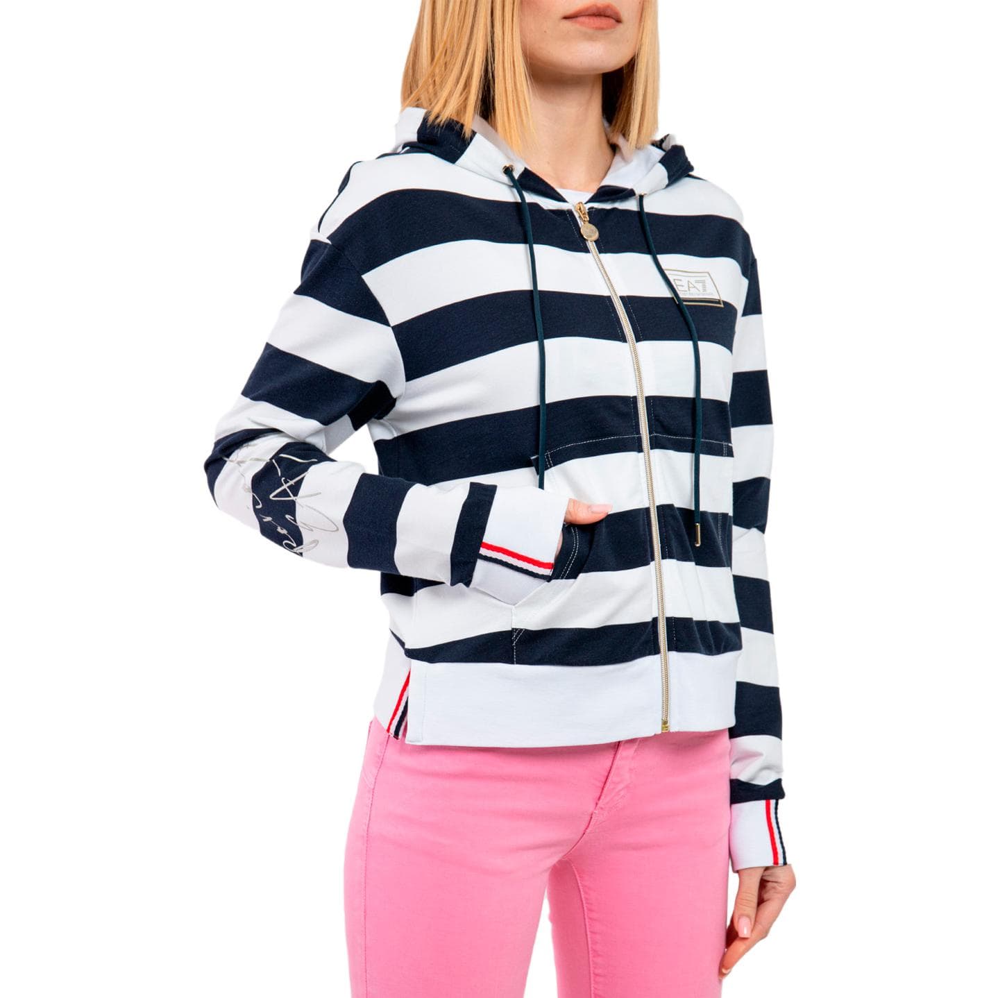 Худи EMPORIO ARMANI EA7 Ханьфу-платье в стиле худи Женское Белое - изображение 4