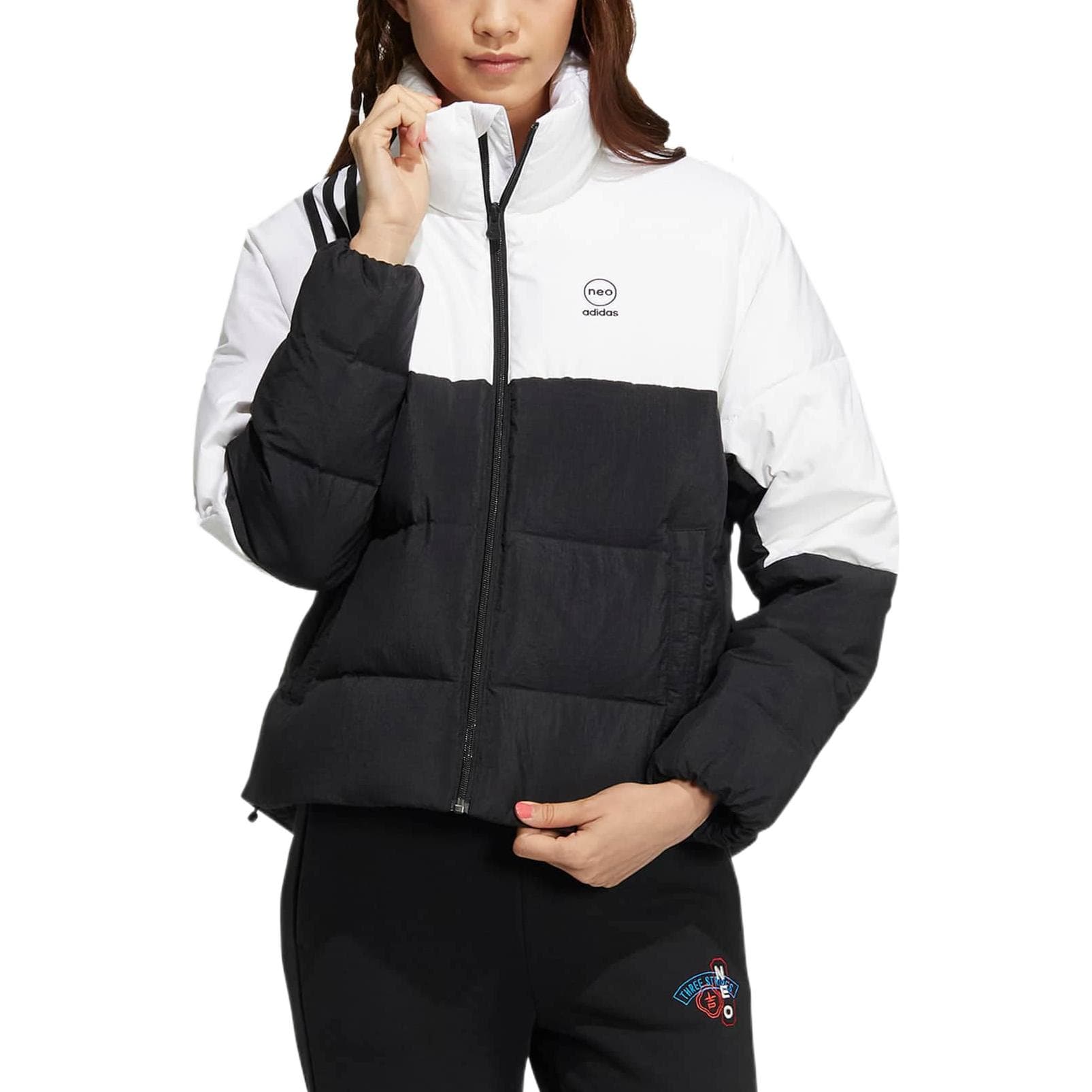 Пуховик adidas neo Letter Print Stripe Down Jacket - изображение 2