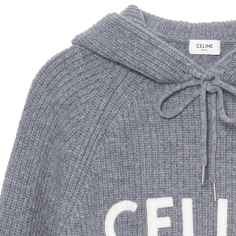 Худи CELINE Logo Wool Hoodie Gray - изображение 5