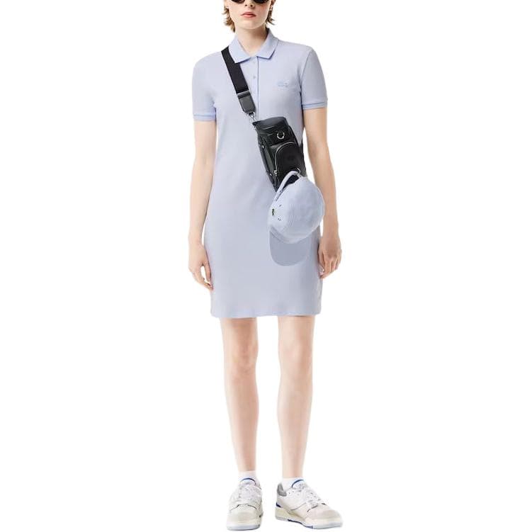 Платье LACOSTE Короткое платье с короткими рукавами Женское Феникс Синий - изображение 3