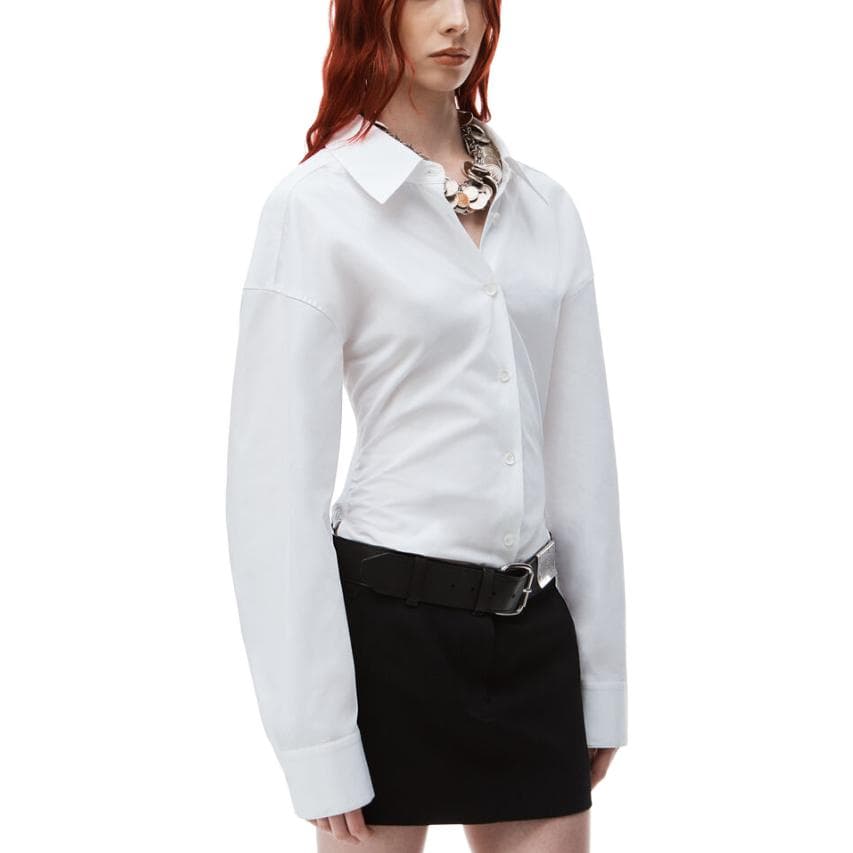 Блузка alexander wang FW23 Cotton Cinched Button Up With Ribbed Trim - изображение 5