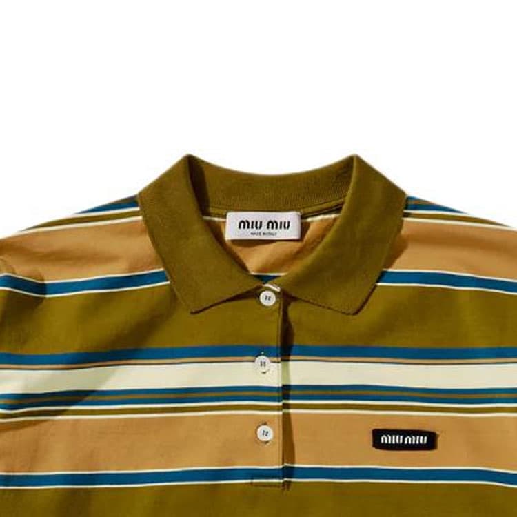 Miu Miu SS24 Striped Knit Polo Green - изображение 6