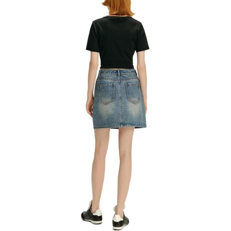 KARL LAGERFELD / Karl Lagerfeld Jeans Уличная Мода Городской Стиль Премиум Джинсовая Короткая Юбка С Потертостями И Карманами На Молнии Женская Синий - изображение 6