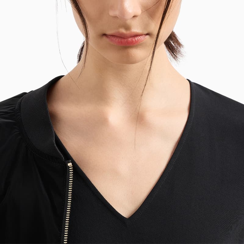Платье ARMANI EXCHANGE FW24 Короткий Sleeved Платье Женские Черный - изображение 5
