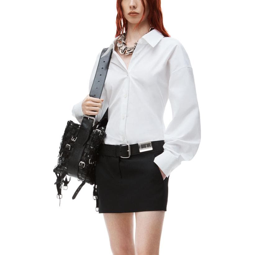 Блузка alexander wang FW23 Cotton Cinched Button Up With Ribbed Trim - изображение 4