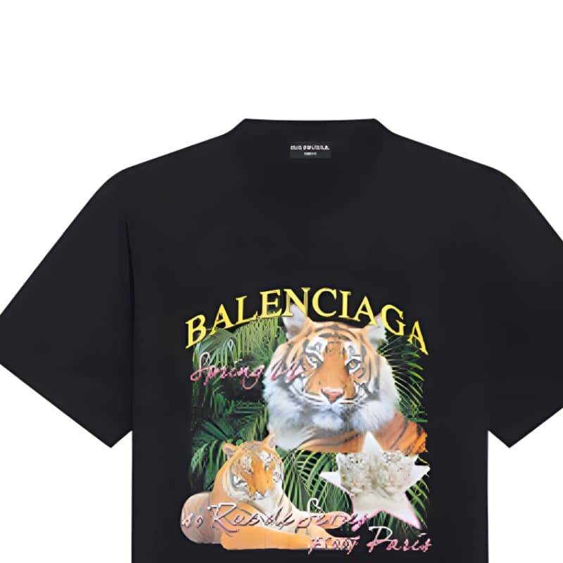 Футболка Balenciaga SS22 FBI Tiger Print T-Shirt Black - изображение 6