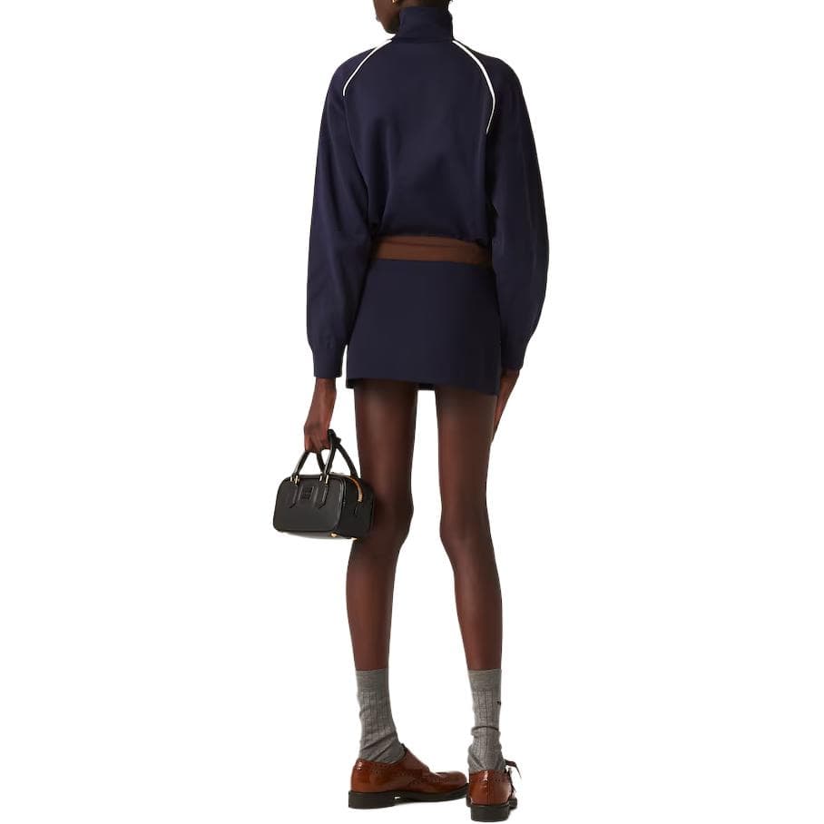 Куртка Miu Miu Embroidered Logo Zip Jacket Blue - изображение 5