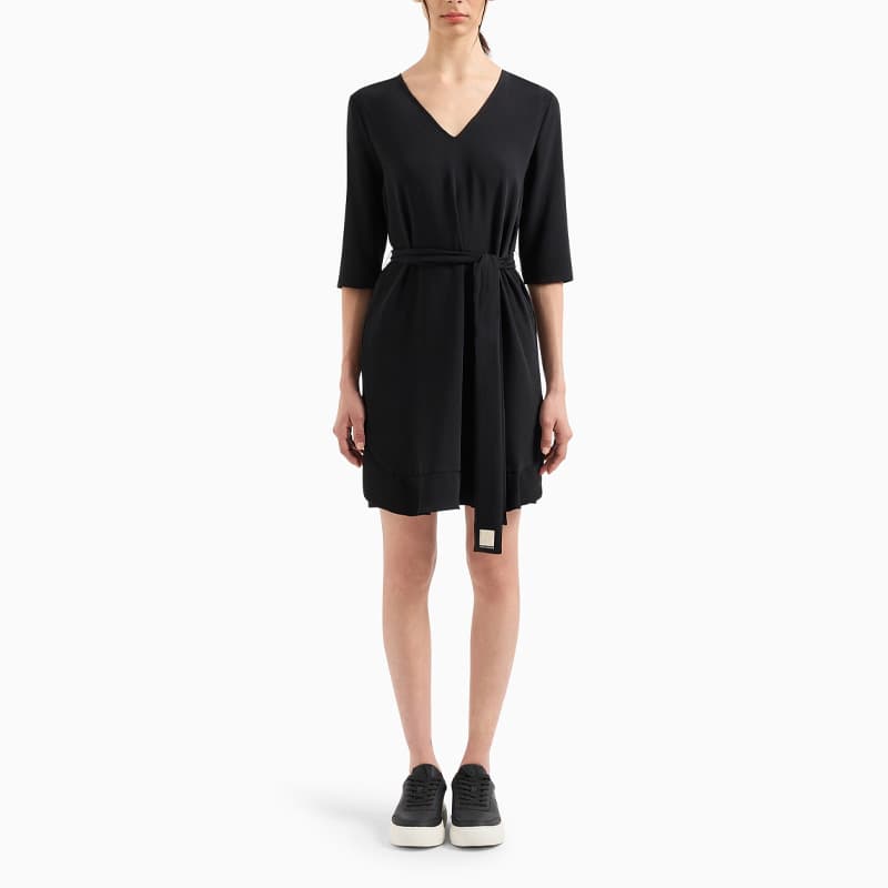 Платье ARMANI EXCHANGE FW24 Короткий Sleeved Платье Женские Черный - изображение 2