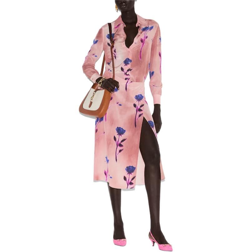 Юбка GUCCI Flora-Print Crepe De Chine Skirt - изображение 3