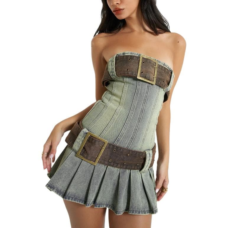 Jaded london Chelsea Denim Kilt Mini Dress - изображение 3