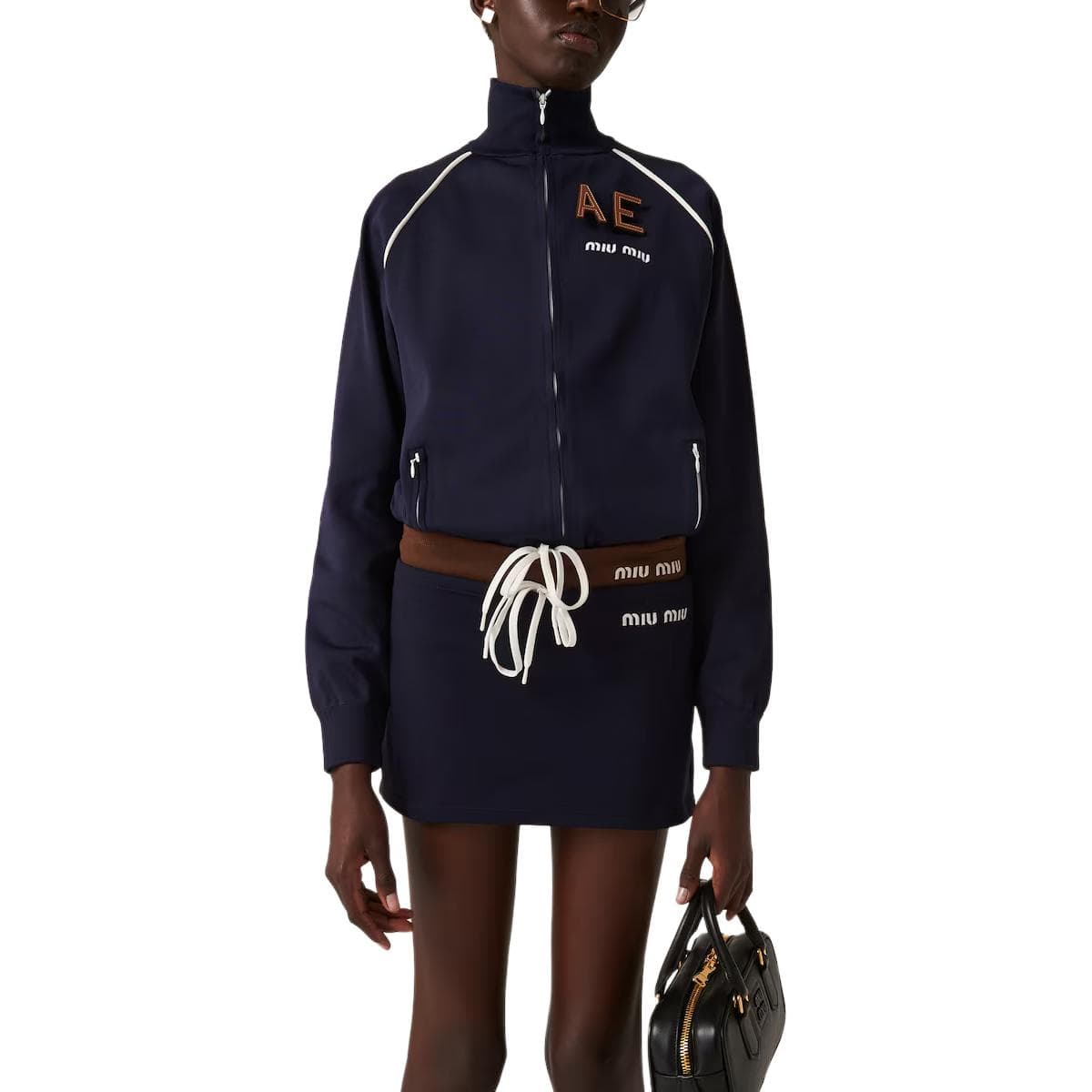 Куртка Miu Miu Embroidered Logo Zip Jacket Blue - изображение 4