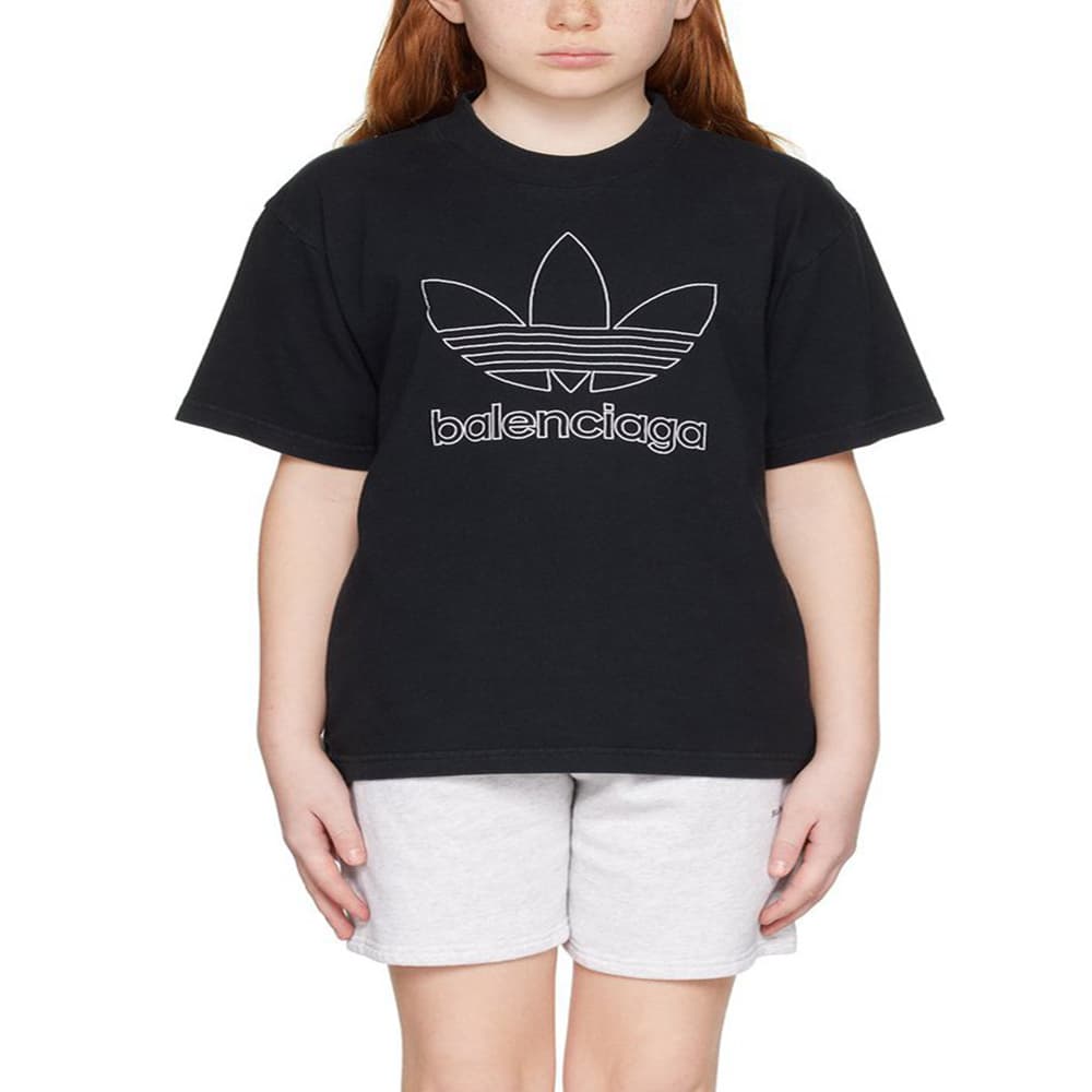 Футболка Balenciaga x adidas SS23 Logo T-Shirt Kids Black - изображение 3