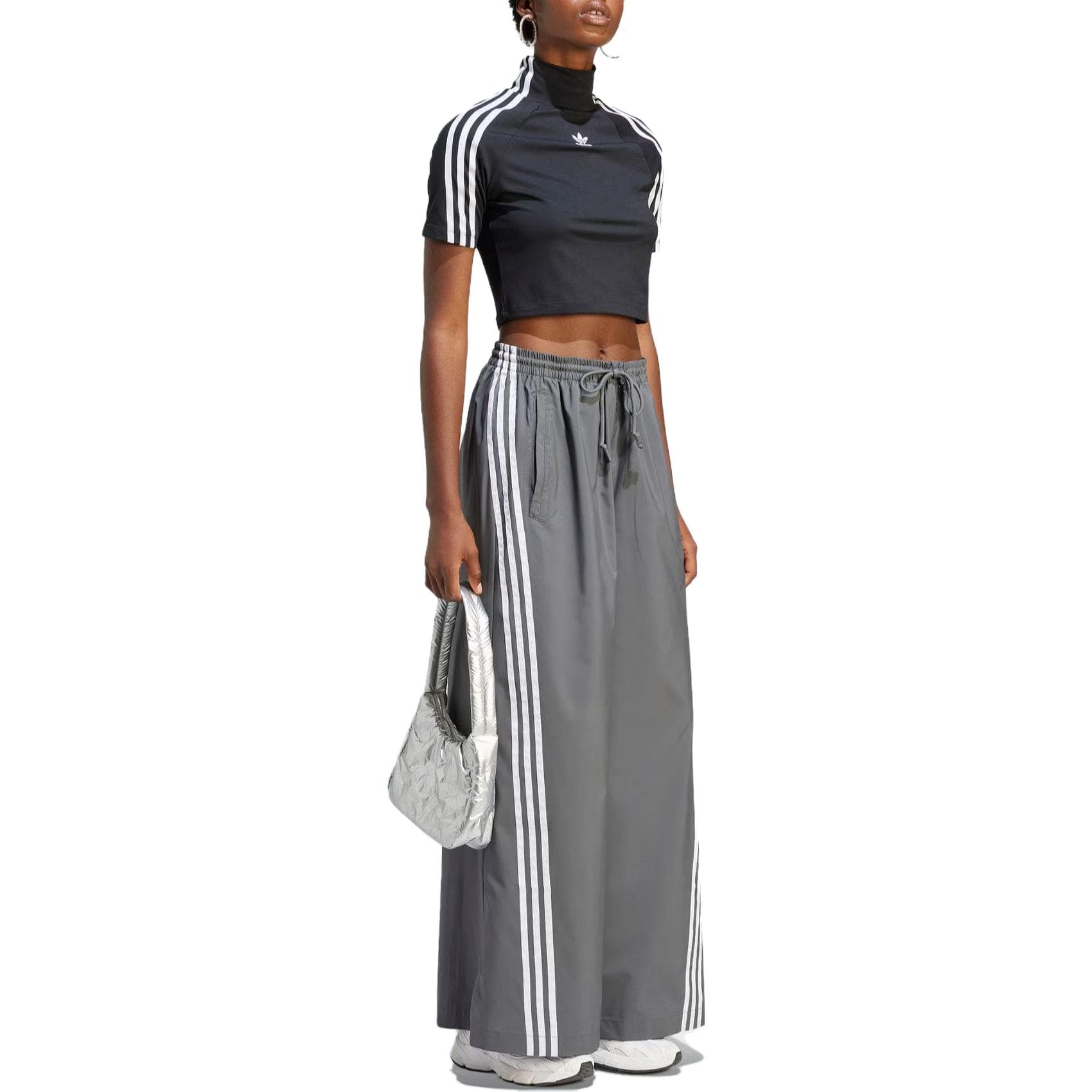 Штаны adidas Originals Trefoil Wide Leg Pants Gray - изображение 4