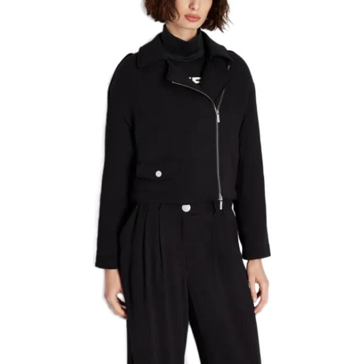 Куртка EMPORIO ARMANI FW23 Sustainability Values Certified Viscose Asymmetrical Zip Cropped Jacket - изображение 2