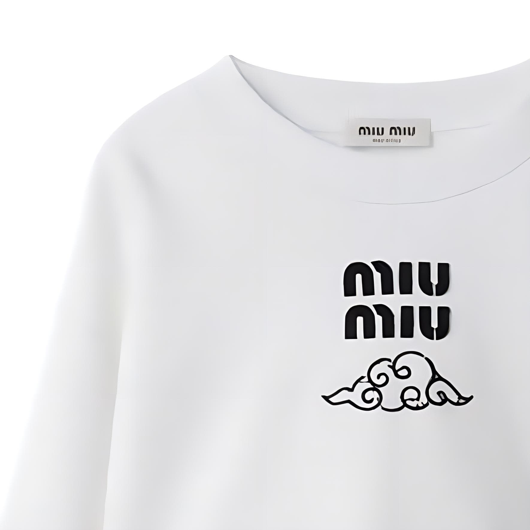 Кофта Miu Miu SS24 Logo Print Cropped Sweatshirt White - изображение 6
