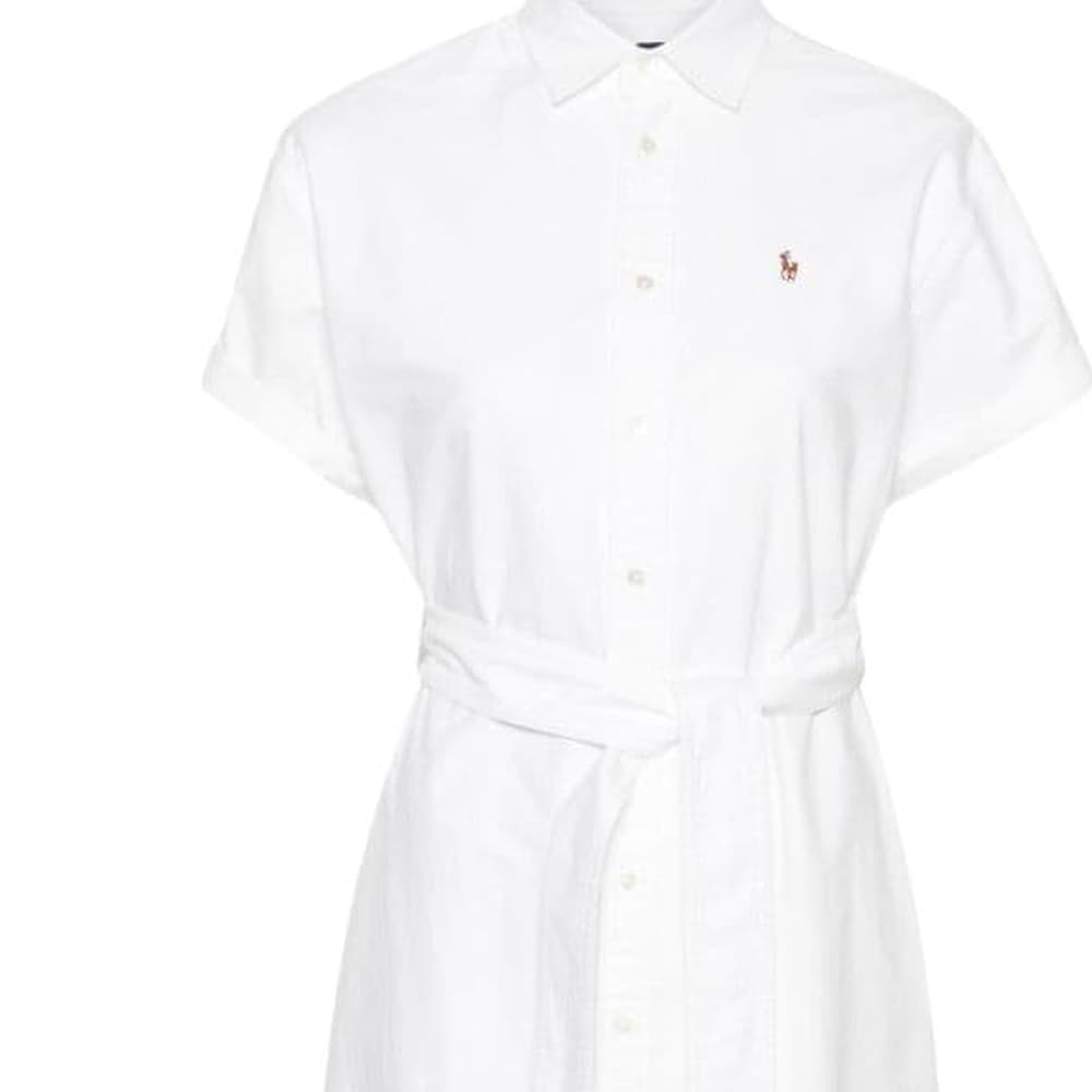 Платье Polo Ralph Lauren SS24 Короткое платье с короткими рукавами для женщин белое - изображение 2