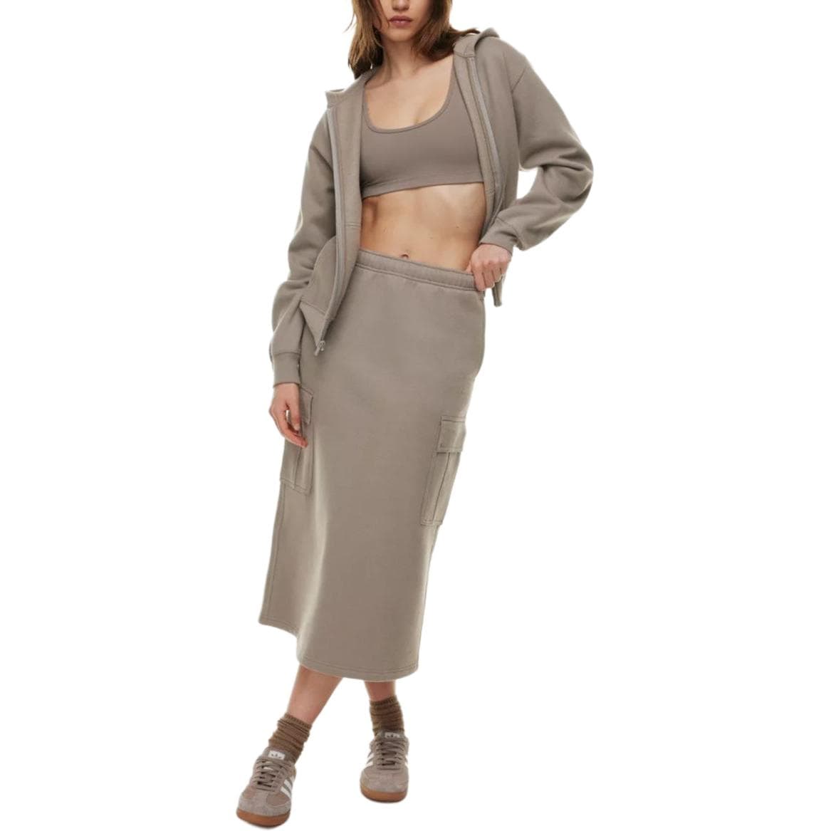 Худи ARITZIA Уютный флис Идеальная молния толстовка с флисовой подкладкой капюшон спущенные плечи длинные рукава - изображение 15