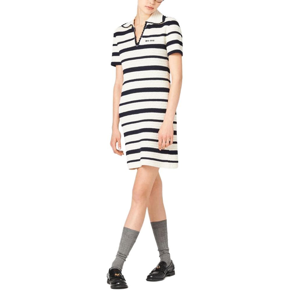Платье Miu Miu SS24 Striped Knit Mini Dress Ivory - изображение 5
