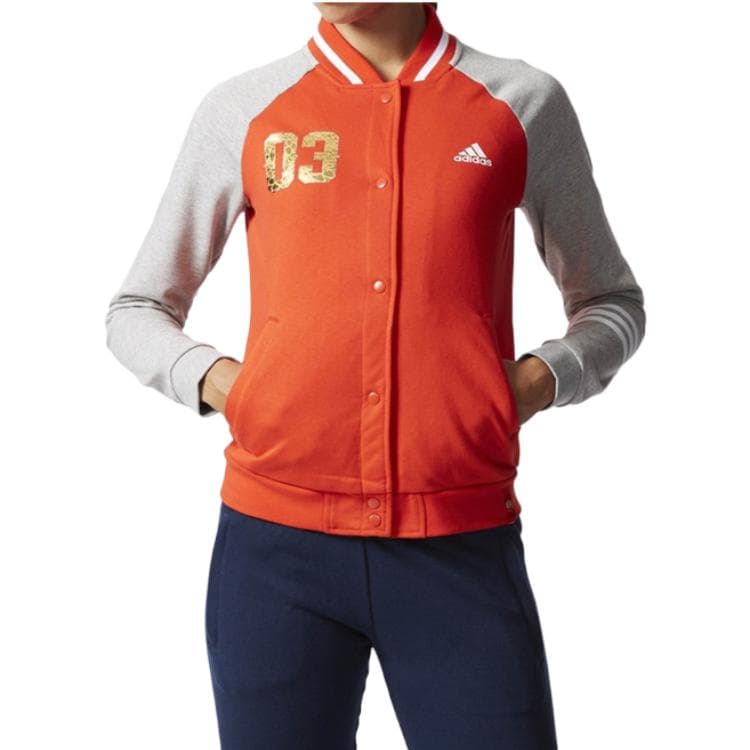 Adidas Бейсбольная куртка Женская Оранжевая Серая - изображение 3