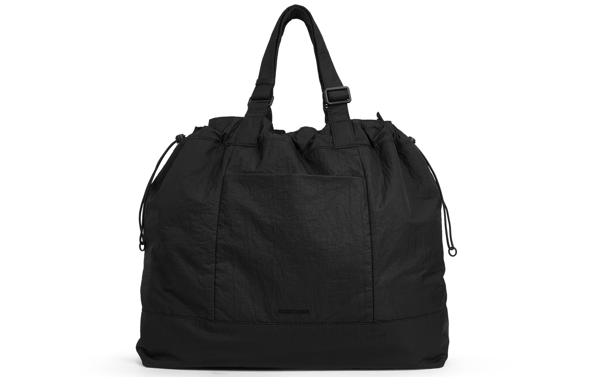 Сумка CHARLES&KEITH Мягкая сумка-тоут большого объема, нейлон, через плечо, женская, черный/овсяный - изображение 1