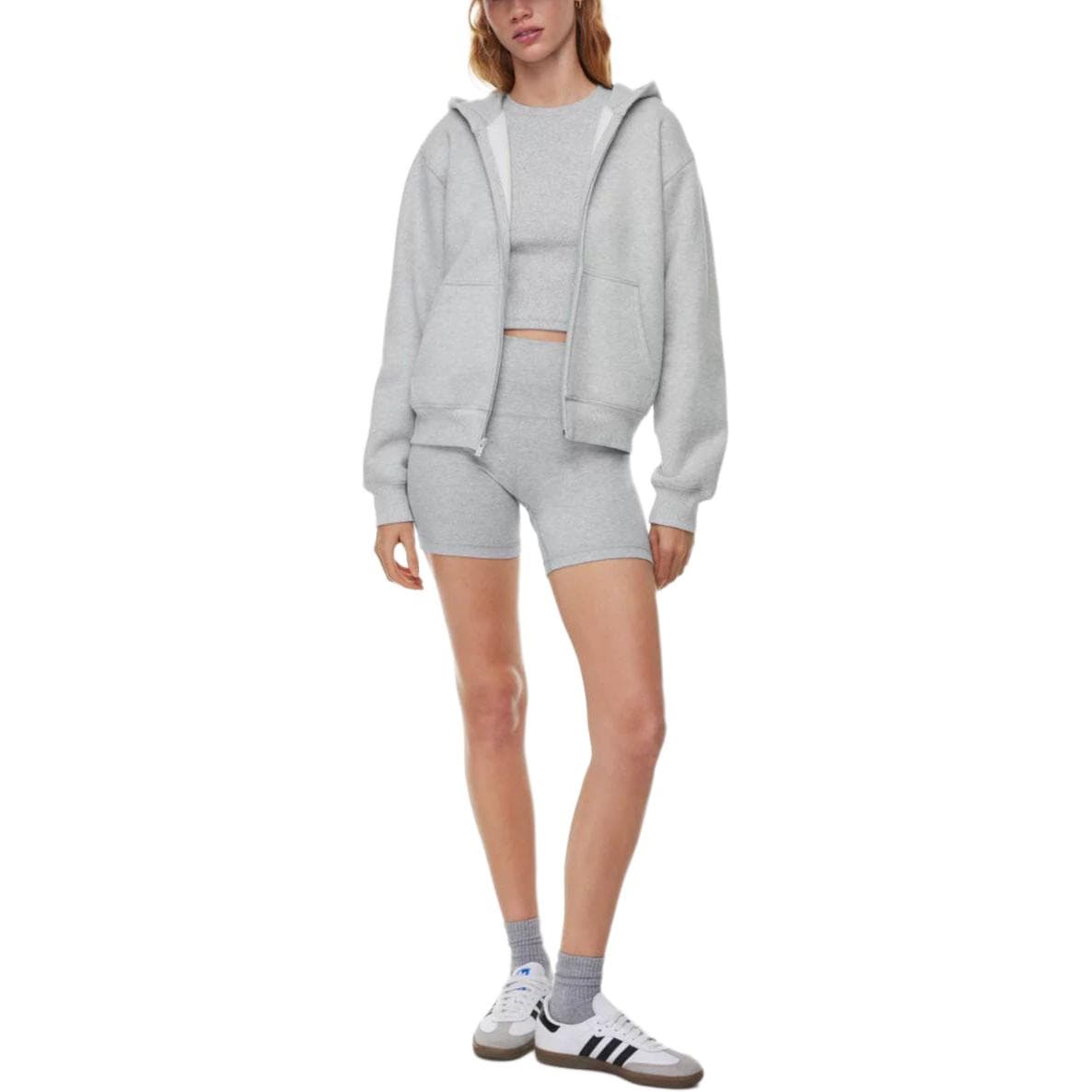 Худи ARITZIA Уютный флис Идеальная молния толстовка с флисовой подкладкой капюшон спущенные плечи длинные рукава - изображение 21