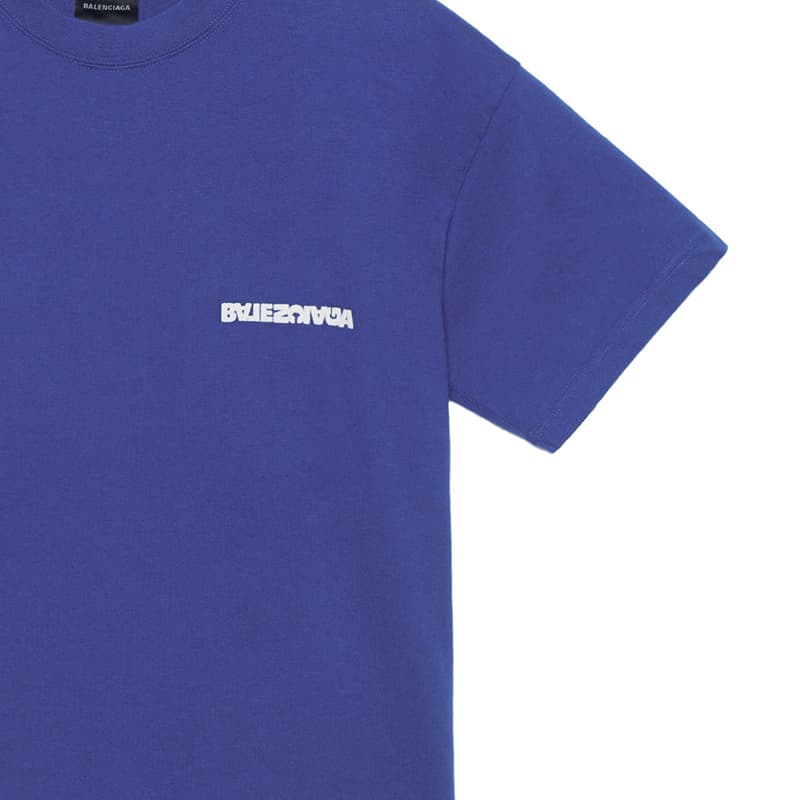 Футболка Balenciaga SS23 Logo Embroidered Tee Blue - изображение 6