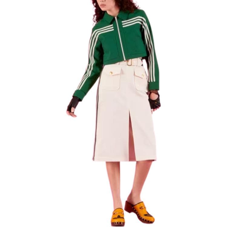 Куртка Gucci x adidas Striped Jacquard Jacket Green - изображение 4