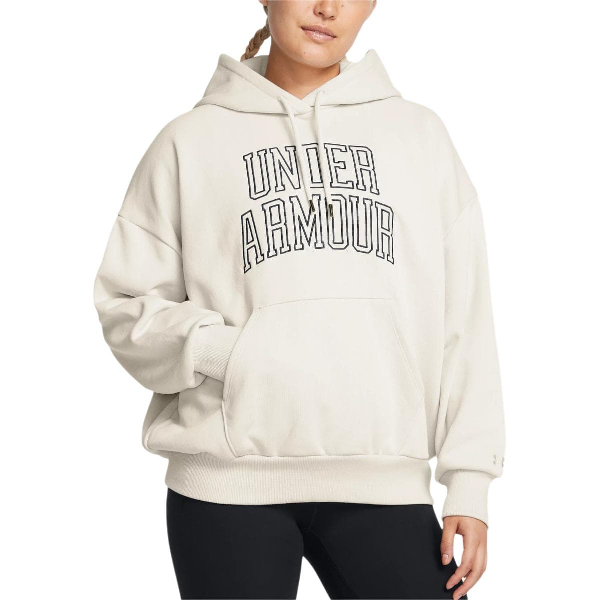 Худи Under Armour Icon Тяжелый Махровый Свободный Крой Толстовка Женская Белая Вершина - изображение 3