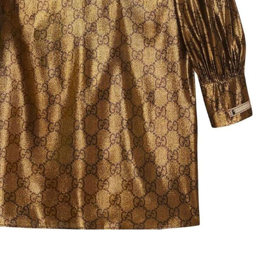 Платье Gucci SS23 Logo Print Long Sleeve Dress Gold - изображение 2