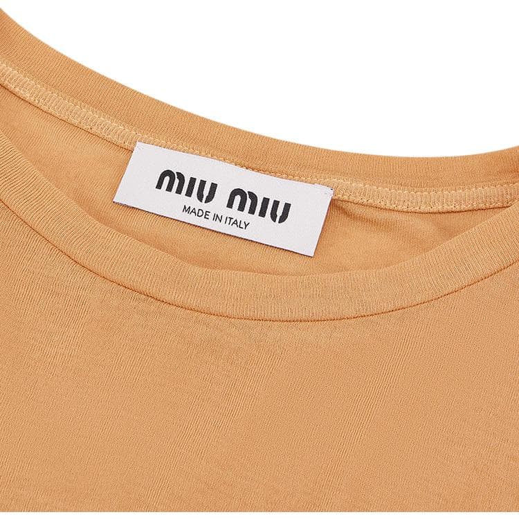 Футболка MIU MIU Желтые Женские Футболки - изображение 7
